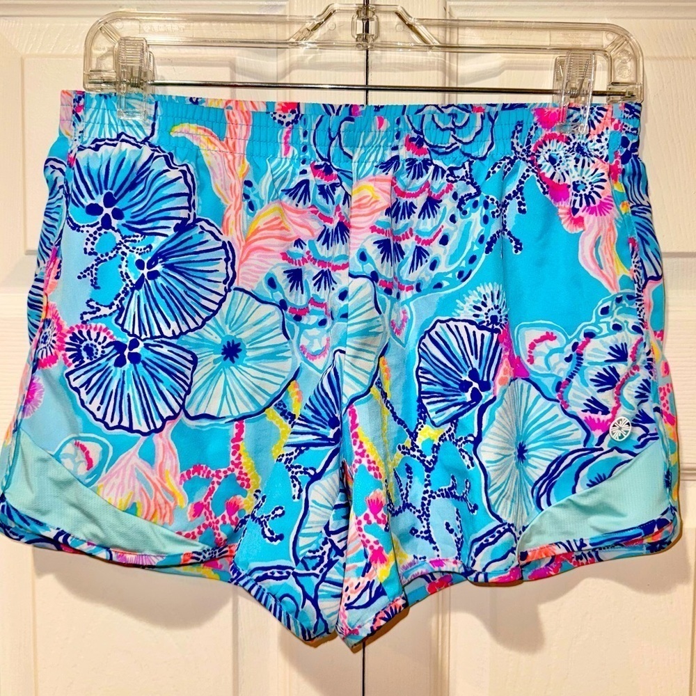 LILLY PULITZER BALI BLUE ONCE UPON A TIDE OCEAN TRAIL LUX SHORTS SIZE Small VGUC